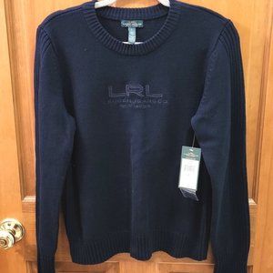 NWT Ralph Lauren LRL Lauren Jeans Co Logo Sweater. Sailor NV Navy Size L